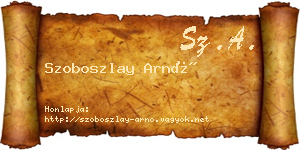 Szoboszlay Arnó névjegykártya